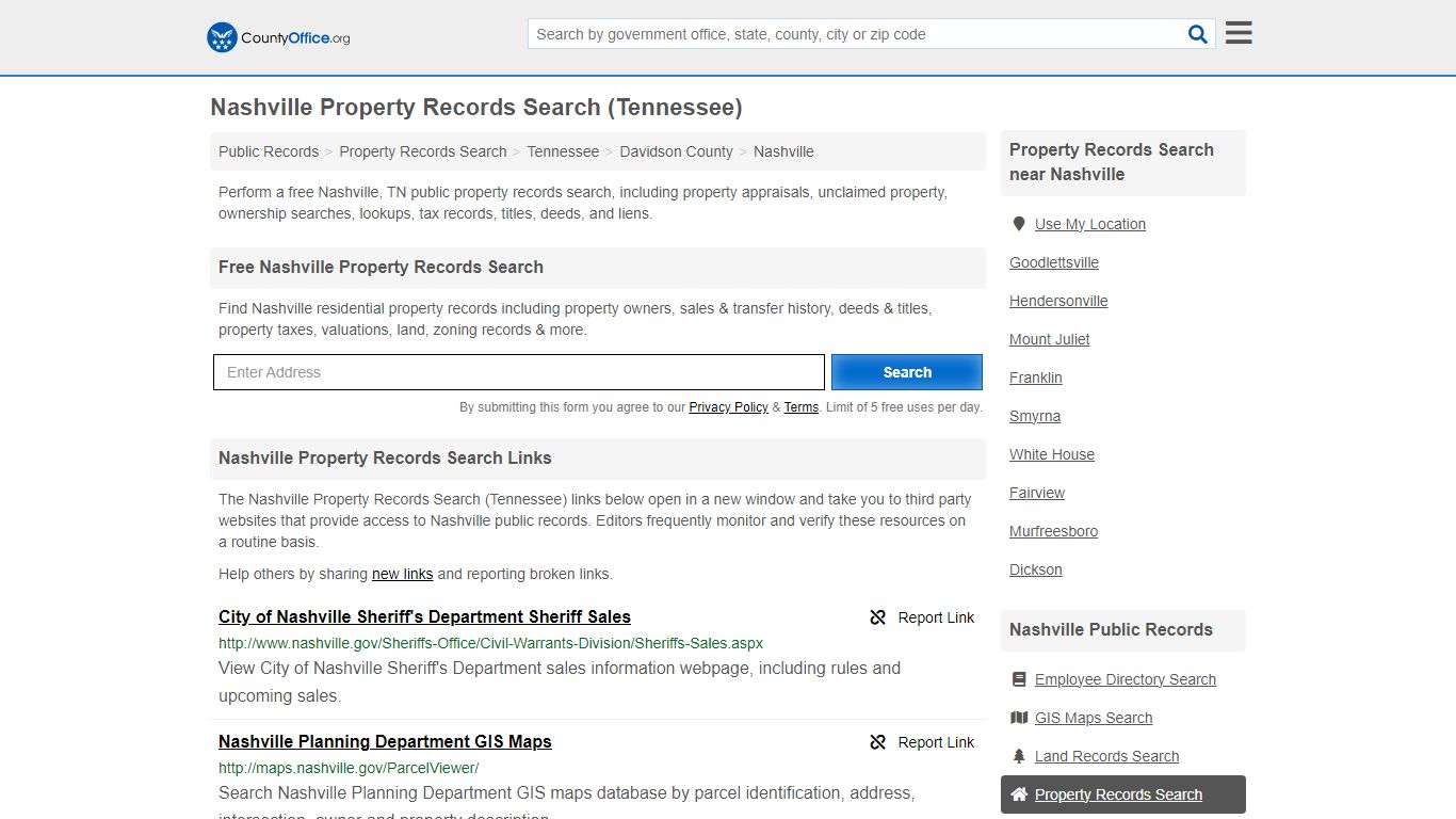 Nashville Property Records Search (Tennessee) - County Office