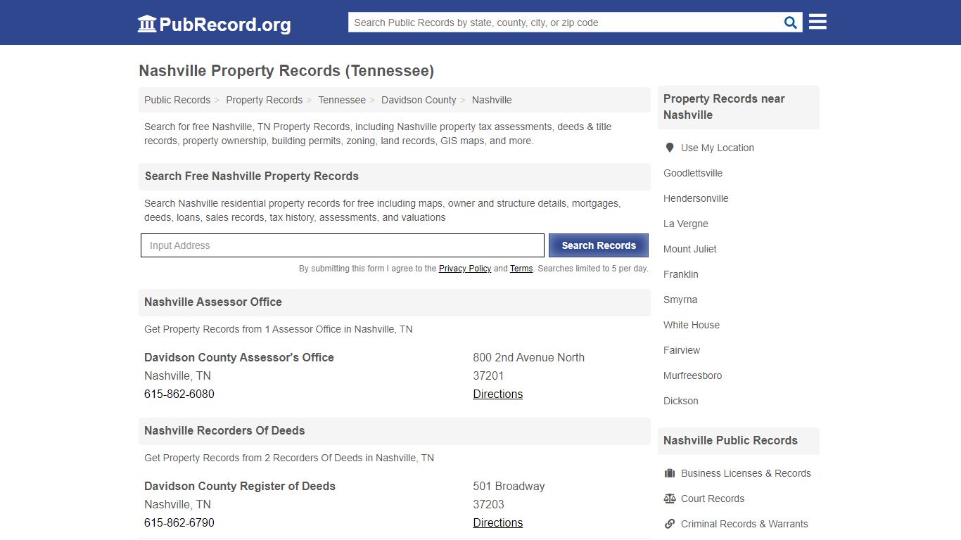 Free Nashville Property Records (Tennessee Property Records)