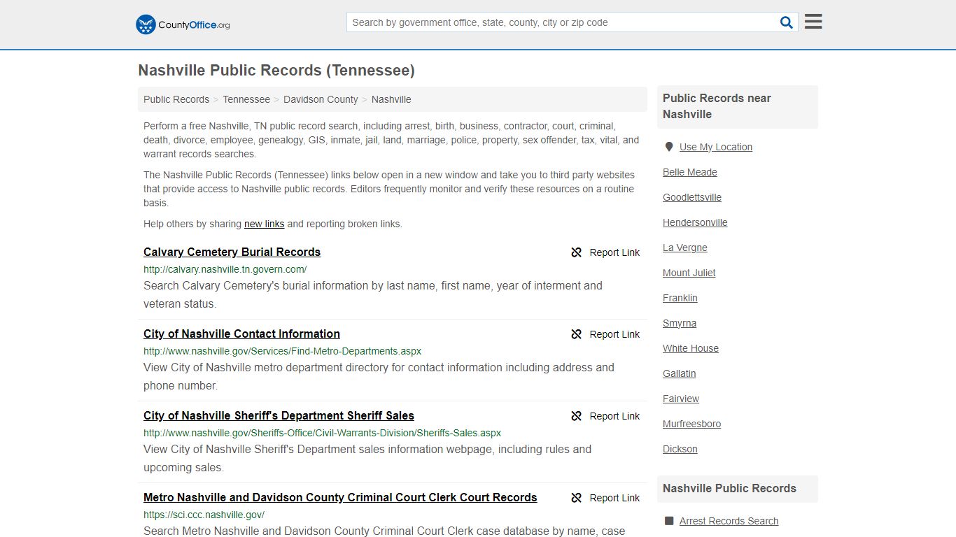 Public Records - Nashville, TN (Business, Criminal, GIS, Property ...