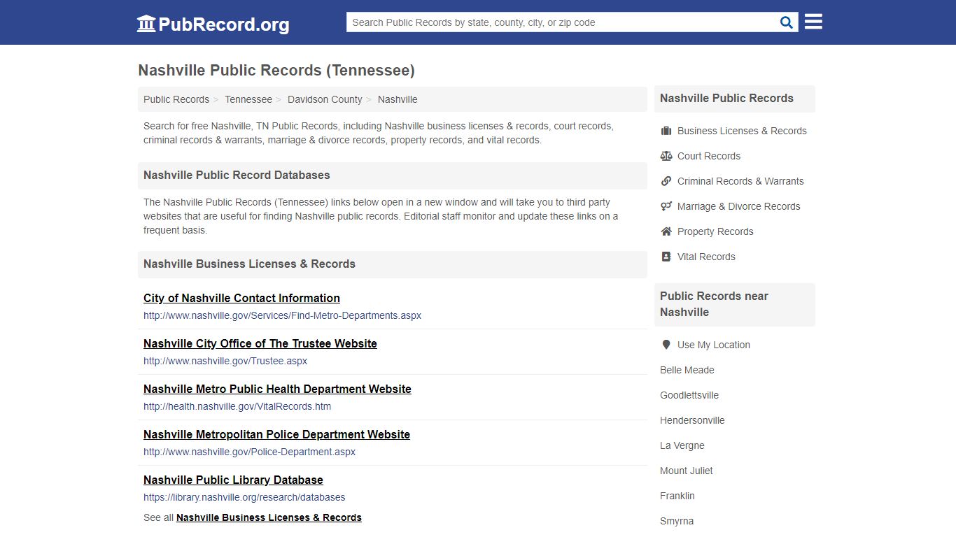 Free Nashville Public Records (Tennessee Public Records)